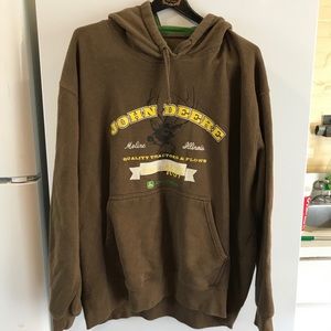 John Deere Moline IL Brown Hoodie Sz XXL GUC